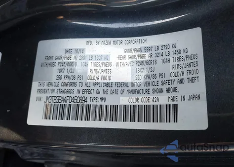 2015 Mazda Cx-9 Sport from USA, damaged, VIN JM3TB3BA4F0450894